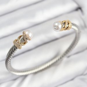 316L Çelik Zirkon Taşlı İnci Model Gold Ve Gümüş Renk Kadın Bileklik