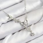 316L Çelik Zirkon Taşlı Kelebek Model Gümüş Renk Kadın Kolye