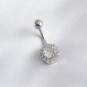 316L Cerrahi Çelik Zirkon Taşlı Kadın Göbek Piercing