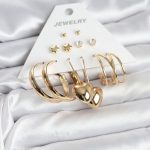 6 Çift Kadın Küpe Seti Gold Renk