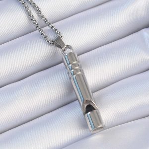 Acil Durum Düdüğü 316L Çelik Kararma Yapmaz Yüksek Desibel Kolye Unisex