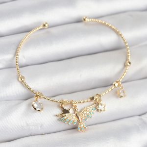 Anka Kuşu Charmlı Gold Renk Pirinç Kadın Bileklik