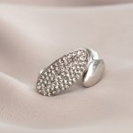 Ayarlanabilir Gümüş Renk Zirkon Taşlı Virgül Yüzük