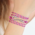 Karışık Desenli Pembe Renk Gümüş Metal Kancalı Bayan Çoklu Bileklik