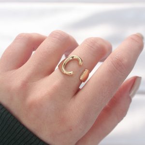 C Harfli Altın Renk Ayarlanabilir Yüzük