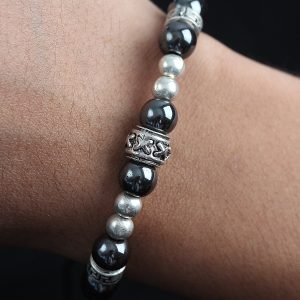 Doğal Taş X Model Antrasit Renk Asansörlü Erkek Bileklik