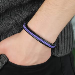 Mor Deri Erkek Bileklik