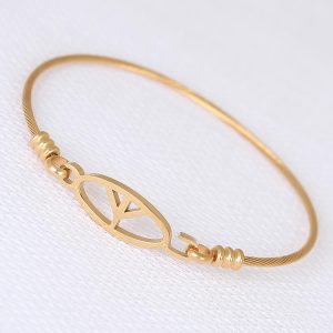 Gold Metal Çelik Figürlü Erkek Kelepçe Bileklik