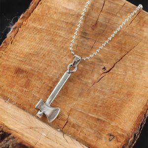 Gümüş Renk Balta Erkek Kolye