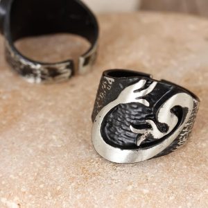 Lale Figürlü Füme Gri Renk Ayarlamalı Erkek Yüzük