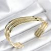 Eğik Şerit Model Gold Renk Pirinç Kadın Bileklik