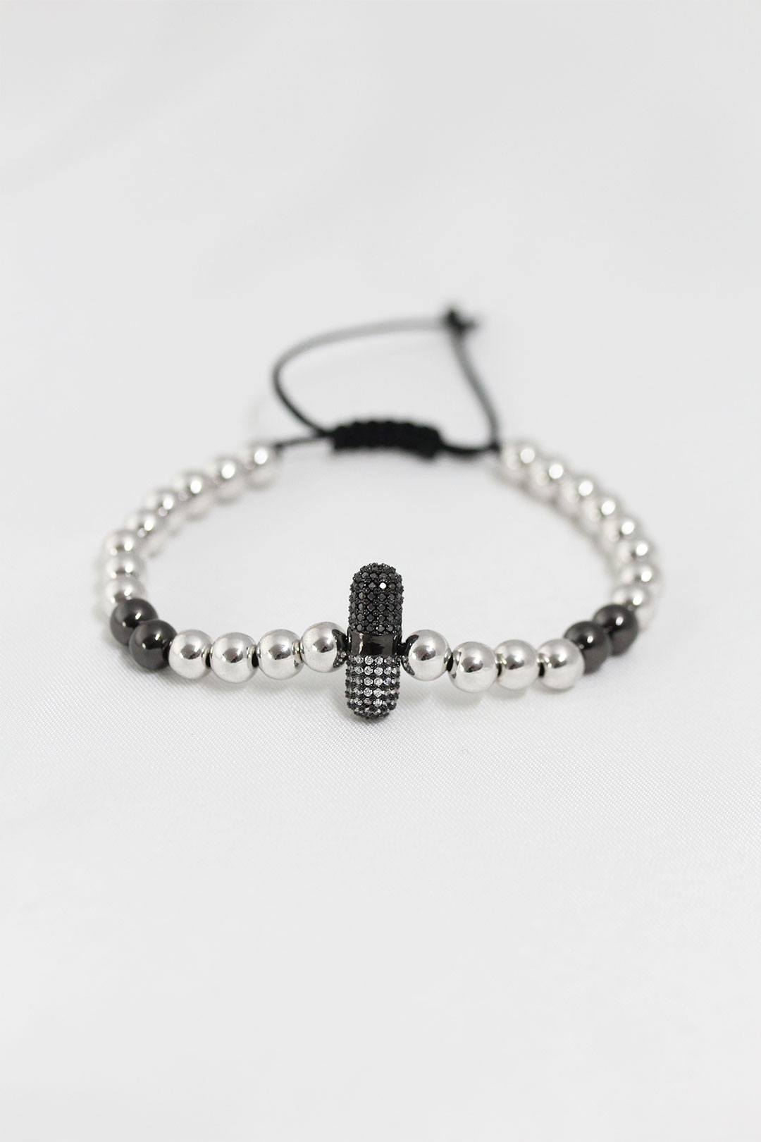 Füme Gümüş Renk Çelik Zirkon Objeli Asansörlü Bileklik