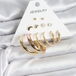 Gold Renk 6 Çiftli Pirinç Kadın Küpe Seti