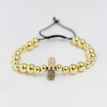 Gold Renk Çelik Zirkon Objeli Asansörlü Bileklik
