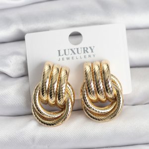 Gold Renk Halka Modelli Pirinç Kadın Küpe