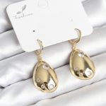 Gold Renk Pirinç Damla Model Kadın Küpe