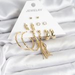 Gold Renk Pirinç Kadın 6 Çift Küpe Seti