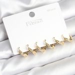 Gold Renk Pirinç Sarmal Model 925 Ayar Gümüş Çivili Kadın Küpe Seti