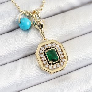 Gold Renk Pirinç Zirkon Taşlı Kadın Serenay Kolyesi