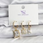 Gold Renk Zirkon Taşlı Kadın Küpe