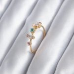 Gold Renk Zirkon Taşlı Renkli Zirkon Taşlı Kadın Yüzük