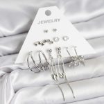 Gümüş Renk 6'lı Pirinç Küpe Seti