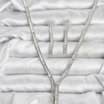 Gümüş Renk Baget Zirkon Taşlı Kadın Kolye Küpe Set