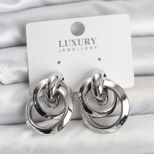 Gümüş Renk Halka Model Pirinç Kadın Küpe