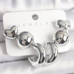 Gümüş Renk Kalp Halka Figür CCB Plastik Kadın Küpe Seti