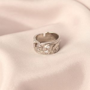 Gümüş Renk Metal Taşlı Model Ayarlanabilir Kadın Yüzük