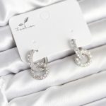 Gümüş Renk Pirinç Zirkon Taşlı Halka Model Kadın Küpe