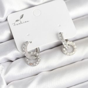 Gümüş Renk Pirinç Zirkon Taşlı Halka Model Kadın Küpe