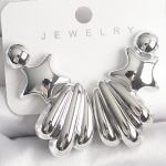 Gümüş Renk Yıldız Deniz Kabuğu Model CCB Plastik Kadın Küpe Seti