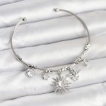 Güneş Charmlı Gümüş Renk Pirinç Kadın Bileklik