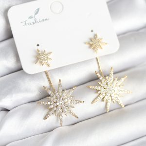 Kutup Yıldızı Model Zirkon Taşlı Pirinç Kadın Küpe