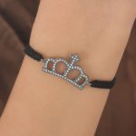 Makrome Füme Renk Taç Figür Kadın Bileklik