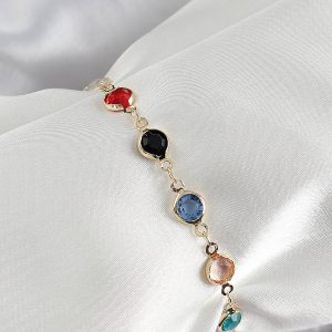 Pirinç Asorti Model Gold Renk Zirkon Taşlı Kadın Bileklik