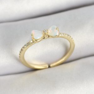 Pirinç Fiyonk Figürlü Zirkon Taşlı Gold Renk Ayarlanabilir Kadın Yüzük