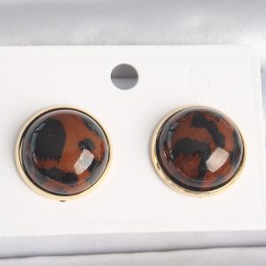 Pirinç Gold Renk 3D Daire Leopar Model Kadın Küpe