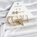 Pirinç Gold Renk 6 Çift Kadın Küpe Seti