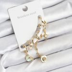 Pirinç Gold Renk Ay Model Kadın Set Küpe