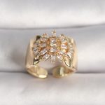 Pirinç Gold Renk Ayarlanabilir Baget Zirkon Taş Kadın Yüzük