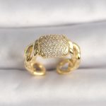 Pirinç Gold Renk Ayarlanabilir Zirkon Taşlı Kadın Yüzük