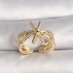 Pirinç Gold Renk Ayarlanabilir Ziron Taşlı Kadın Yüzük