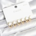 Pirinç Gold Renk Baklalı Halka 925 Gümüş Çivi Kadın Küpe Seti