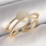 Pirinç Gold Renk Beyaz Kristal Kalp Model Zirkon Taş Detay Kadın Yüzük