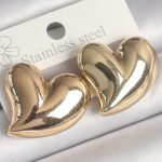 Pirinç Gold Renk Bomba Kalp Model Kadın Küpe