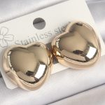 Pirinç Gold Renk Bombe Kalp Model Kadın Küpe