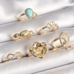 Pirinç Gold Renk Çiçek Model Model Sonsuzluk Zirkon Taş Detaylı 6'Lı Kadın Yüzük Seti