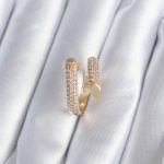 Pirinç Gold Renk Çivi Model Zirkon Taşlı Kadın Yüzük